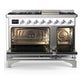 ILVE Majestic III 48-Inch Dual Fuel Range with 5 Sealed Burners + Griddle + French Top, 5.02 cu. ft. Oven, RAL with Chrome Trim, Liquid Propane, Triple Glass Door, UM48FNR3RACLP