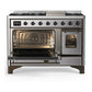 ILVE Majestic III 48-Inch Dual Fuel Range with 5 Sealed Burners + Griddle + French Top, 5.02 cu. ft. Oven, Stainless Steel with Burnished Trim, Liquid Propane, Triple Glass Door, UM48FNR3SSBLP
