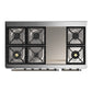ILVE Majestic III 48-Inch Dual Fuel Range with 5 Sealed Burners + Griddle + French Top, 5.02 cu. ft. Oven, Stainless Steel with Burnished Trim, Natural Gas, Triple Glass Door, UM48FNR3SSB