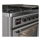 ILVE Majestic III 48-Inch Dual Fuel Range with 5 Sealed Burners + Griddle + French Top, 5.02 cu. ft. Oven, Stainless Steel with Burnished Trim, Natural Gas, Triple Glass Door, UM48FNR3SSB