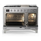 ILVE Majestic III 48-Inch Dual Fuel Range with 5 Sealed Burners + Griddle + French Top, 5.02 cu. ft. Oven, Stainless Steel with Chrome Trim, Liquid Propane, Triple Glass Door, UM48FNR3SSCLP