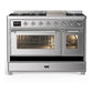 ILVE Majestic III 48-Inch Dual Fuel Range with 5 Sealed Burners + Griddle + French Top, 5.02 cu. ft. Oven, Stainless Steel with Chrome Trim, Liquid Propane, Triple Glass Door, UM48FNR3SSCLP