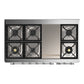 ILVE Majestic III 48-Inch Dual Fuel Range with 5 Sealed Burners + Griddle + French Top, 5.02 cu. ft. Oven, Stainless Steel with Chrome Trim, Liquid Propane, Triple Glass Door, UM48FNR3SSCLP