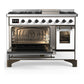 ILVE Majestic III 48-Inch Dual Fuel Range with 5 Sealed Burners + Griddle + French Top, 5.02 cu. ft. Oven, White with Burnished Trim, Liquid Propane, Triple Glass Door, UM48FNR3WHBLP