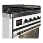 ILVE Majestic III 48-Inch Dual Fuel Range with 5 Sealed Burners + Griddle + French Top, 5.02 cu. ft. Oven, White with Burnished Trim, Liquid Propane, Triple Glass Door, UM48FNR3WHBLP