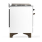 ILVE Majestic III 48-Inch Dual Fuel Range with 5 Sealed Burners + Griddle + French Top, 5.02 cu. ft. Oven, White with Burnished Trim, Liquid Propane, Triple Glass Door, UM48FNR3WHBLP