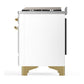 ILVE Majestic III 48-Inch Dual Fuel Range with 5 Sealed Burners + Griddle + French Top, 5.02 cu. ft. Oven, White with Brass Trim, Natural Gas, Triple Glass Door, UM48FNR3WHG