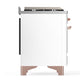 ILVE Majestic III 48-Inch Dual Fuel Range with 5 Sealed Burners + Griddle + French Top, 5.02 cu. ft. Oven, White with Copper Trim, Liquid Propane, Triple Glass Door, UM48FNR3WHPLP