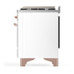 ILVE Majestic III 48-Inch Dual Fuel Range with 5 Sealed Burners + Griddle + French Top, 5.02 cu. ft. Oven, White with Copper Trim, Natural Gas, Triple Glass Door, UM48FNR3WHP