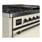 ILVE Majestic III 48-Inch Dual Fuel Range with 5 Sealed Burners + Griddle + French Top, 5.02 cu. ft. Oven, Antique White with Burnished Trim, Liquid Propane, Solid Door, UM48FQNR3AWBLP