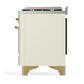 ILVE Majestic III 48-Inch Dual Fuel Range with 5 Sealed Burners + Griddle + French Top, 5.02 cu. ft. Oven, Antique White with Brass Trim, Liquid Propane, Solid Door, UM48FQNR3AWGLP