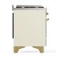 ILVE Majestic III 48-Inch Dual Fuel Range with 5 Sealed Burners + Griddle + French Top, 5.02 cu. ft. Oven, Antique White with Brass Trim, Natural Gas, Solid Door, UM48FQNR3AWG