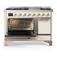 ILVE Majestic III 48-Inch Dual Fuel Range with 5 Sealed Burners + Griddle + French Top, 5.02 cu. ft. Oven, Antique White with Copper Trim, Liquid Propane, Solid Door, UM48FQNR3AWPLP