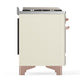 ILVE Majestic III 48-Inch Dual Fuel Range with 5 Sealed Burners + Griddle + French Top, 5.02 cu. ft. Oven, Antique White with Copper Trim, Natural Gas, Solid Door, UM48FQNR3AWP