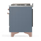 ILVE Majestic III 48-Inch Dual Fuel Range with 5 Sealed Burners + Griddle + French Top, 5.02 cu. ft. Oven, Blue Grey with Copper Trim, Liquid Propane, Solid Door, UM48FQNR3BGPLP