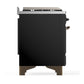 ILVE Majestic III 48-Inch Dual Fuel Range with 5 Sealed Burners + Griddle + French Top, 5.02 cu. ft. Oven, Glossy Black with Burnished Trim, Natural Gas, Solid Door, UM48FQNR3BKB