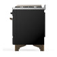 ILVE Majestic III 48-Inch Dual Fuel Range with 5 Sealed Burners + Griddle + French Top, 5.02 cu. ft. Oven, Glossy Black with Burnished Trim, Natural Gas, Solid Door, UM48FQNR3BKB