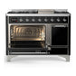 ILVE Majestic III 48-Inch Dual Fuel Range with 5 Sealed Burners + Griddle + French Top, 5.02 cu. ft. Oven, Glossy Black with Chrome Trim, Liquid Propane, Solid Door, UM48FQNR3BKCLP
