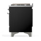 ILVE Majestic III 48-Inch Dual Fuel Range with 5 Sealed Burners + Griddle + French Top, 5.02 cu. ft. Oven, Glossy Black with Chrome Trim, Liquid Propane, Solid Door, UM48FQNR3BKCLP
