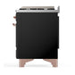 ILVE Majestic III 48-Inch Dual Fuel Range with 5 Sealed Burners + Griddle + French Top, 5.02 cu. ft. Oven, Glossy Black with Copper Trim, Liquid Propane, Solid Door, UM48FQNR3BKPLP