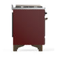 ILVE Majestic III 48-Inch Dual Fuel Range with 5 Sealed Burners + Griddle + French Top, 5.02 cu. ft. Oven, Burgundy with Burnished Trim, Natural Gas, Solid Door, UM48FQNR3BUB