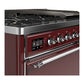 ILVE Majestic III 48-Inch Dual Fuel Range with 5 Sealed Burners + Griddle + French Top, 5.02 cu. ft. Oven, Burgundy with Chrome Trim, Liquid Propane, Solid Door, UM48FQNR3BUCLP