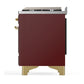 ILVE Majestic III 48-Inch Dual Fuel Range with 5 Sealed Burners + Griddle + French Top, 5.02 cu. ft. Oven, Burgundy with Brass Trim, Natural Gas, Solid Door, UM48FQNR3BUG