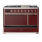 ILVE Majestic III 48-Inch Dual Fuel Range with 5 Sealed Burners + Griddle + French Top, 5.02 cu. ft. Oven, Burgundy with Copper Trim, Liquid Propane, Solid Door, UM48FQNR3BUPLP