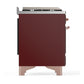 ILVE Majestic III 48-Inch Dual Fuel Range with 5 Sealed Burners + Griddle + French Top, 5.02 cu. ft. Oven, Burgundy with Copper Trim, Liquid Propane, Solid Door, UM48FQNR3BUPLP