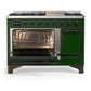 ILVE Majestic III 48-Inch Dual Fuel Range with 5 Sealed Burners + Griddle + French Top, 5.02 cu. ft. Oven, Emerald Green with Burnished Trim, Liquid Propane, Solid Door, UM48FQNR3EGBLP
