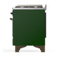 ILVE Majestic III 48-Inch Dual Fuel Range with 5 Sealed Burners + Griddle + French Top, 5.02 cu. ft. Oven, Emerald Green with Burnished Trim, Liquid Propane, Solid Door, UM48FQNR3EGBLP