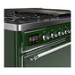 ILVE Majestic III 48-Inch Dual Fuel Range with 5 Sealed Burners + Griddle + French Top, 5.02 cu. ft. Oven, Emerald Green with Chrome Trim, Liquid Propane, Solid Door, UM48FQNR3EGCLP