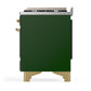 ILVE Majestic III 48-Inch Dual Fuel Range with 5 Sealed Burners + Griddle + French Top, 5.02 cu. ft. Oven, Emerald Green with Brass Trim, Natural Gas, Solid Door, UM48FQNR3EGG