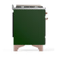 ILVE Majestic III 48-Inch Dual Fuel Range with 5 Sealed Burners + Griddle + French Top, 5.02 cu. ft. Oven, Emerald Green with Copper Trim, Liquid Propane, Solid Door, UM48FQNR3EGPLP