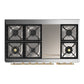 ILVE Majestic III 48-Inch Dual Fuel Range with 5 Sealed Burners + Griddle + French Top, 5.02 cu. ft. Oven, Mightnight Blue with Brass Trim, Natural Gas, Solid Door, UM48FQNR3MBG