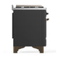 ILVE Majestic III 48-Inch Dual Fuel Range with 5 Sealed Burners + Griddle + French Top, 5.02 cu. ft. Oven, Matte Graphite with Burnished Trim, Liquid Propane, Solid Door, UM48FQNR3MGBLP