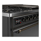 ILVE Majestic III 48-Inch Dual Fuel Range with 5 Sealed Burners + Griddle + French Top, 5.02 cu. ft. Oven, Matte Graphite with Burnished Trim, Natural Gas, Solid Door, UM48FQNR3MGB