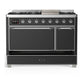 ILVE Majestic III 48-Inch Dual Fuel Range with 5 Sealed Burners + Griddle + French Top, 5.02 cu. ft. Oven, Matte Graphite with Chrome Trim, Liquid Propane, Solid Door, UM48FQNR3MGCLP
