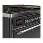 ILVE Majestic III 48-Inch Dual Fuel Range with 5 Sealed Burners + Griddle + French Top, 5.02 cu. ft. Oven, Matte Graphite with Chrome Trim, Liquid Propane, Solid Door, UM48FQNR3MGCLP