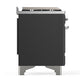 ILVE Majestic III 48-Inch Dual Fuel Range with 5 Sealed Burners + Griddle + French Top, 5.02 cu. ft. Oven, Matte Graphite with Chrome Trim, Liquid Propane, Solid Door, UM48FQNR3MGCLP