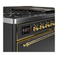 ILVE Majestic III 48-Inch Dual Fuel Range with 5 Sealed Burners + Griddle + French Top, 5.02 cu. ft. Oven, Matte Graphite with Brass Trim, Liquid Propane, Solid Door, UM48FQNR3MGGLP