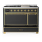 ILVE Majestic III 48-Inch Dual Fuel Range with 5 Sealed Burners + Griddle + French Top, 5.02 cu. ft. Oven, Matte Graphite with Brass Trim, Natural Gas, Solid Door, UM48FQNR3MGG