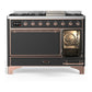 ILVE Majestic III 48-Inch Dual Fuel Range with 5 Sealed Burners + Griddle + French Top, 5.02 cu. ft. Oven, Matte Graphite with Copper Trim, Liquid Propane, Solid Door, UM48FQNR3MGPLP