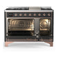 ILVE Majestic III 48-Inch Dual Fuel Range with 5 Sealed Burners + Griddle + French Top, 5.02 cu. ft. Oven, Matte Graphite with Copper Trim, Natural Gas, Solid Door, UM48FQNR3MGP
