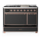 ILVE Majestic III 48-Inch Dual Fuel Range with 5 Sealed Burners + Griddle + French Top, 5.02 cu. ft. Oven, Matte Graphite with Copper Trim, Natural Gas, Solid Door, UM48FQNR3MGP
