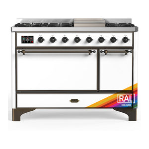 ILVE Majestic III 48-Inch Dual Fuel Range with 5 Sealed Burners + Griddle + French Top, 5.02 cu. ft. Oven, RAL with Burnished Trim, Natural Gas, Solid Door, UM48FQNR3RAB