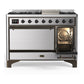 ILVE Majestic III 48-Inch Dual Fuel Range with 5 Sealed Burners + Griddle + French Top, 5.02 cu. ft. Oven, Stainless Steel with Burnished Trim, Liquid Propane, Solid Door, UM48FQNR3SSBLP