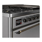 ILVE Majestic III 48-Inch Dual Fuel Range with 5 Sealed Burners + Griddle + French Top, 5.02 cu. ft. Oven, Stainless Steel with Burnished Trim, Natural Gas, Solid Door, UM48FQNR3SSB