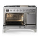 ILVE Majestic III 48-Inch Dual Fuel Range with 5 Sealed Burners + Griddle + French Top, 5.02 cu. ft. Oven, Stainless Steel with Chrome Trim, Liquid Propane, Solid Door, UM48FQNR3SSCLP