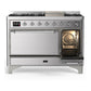 ILVE Majestic III 48-Inch Dual Fuel Range with 5 Sealed Burners + Griddle + French Top, 5.02 cu. ft. Oven, Stainless Steel with Chrome Trim, Liquid Propane, Solid Door, UM48FQNR3SSCLP